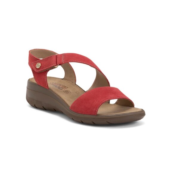 IMAC Red Made In Italy Suede Comfort Wedge Sandals - Picture 1 of 2
